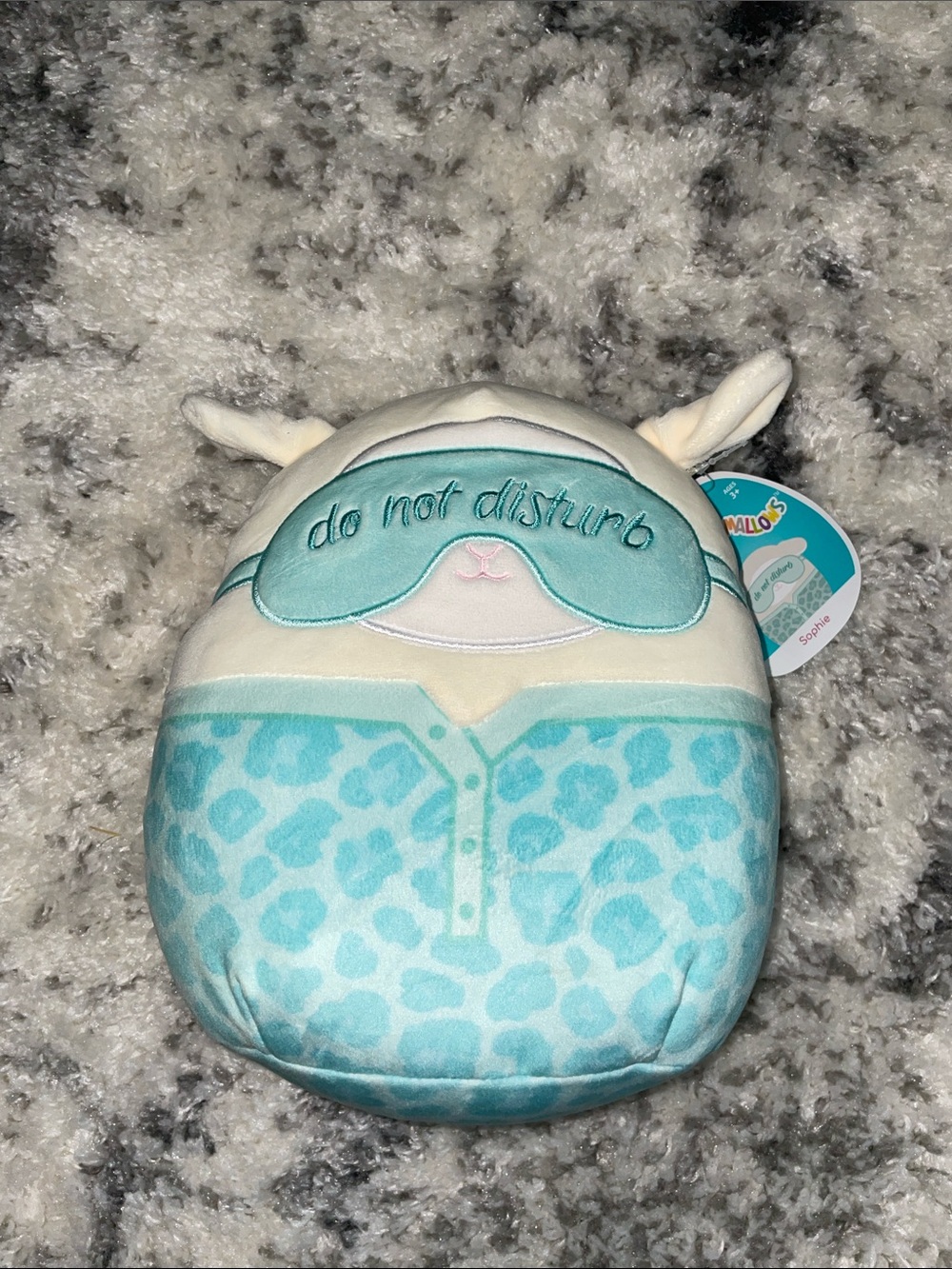 Squishmallows Teal & Cream Sophie Lamb with 'Do Not Disturb' Mask